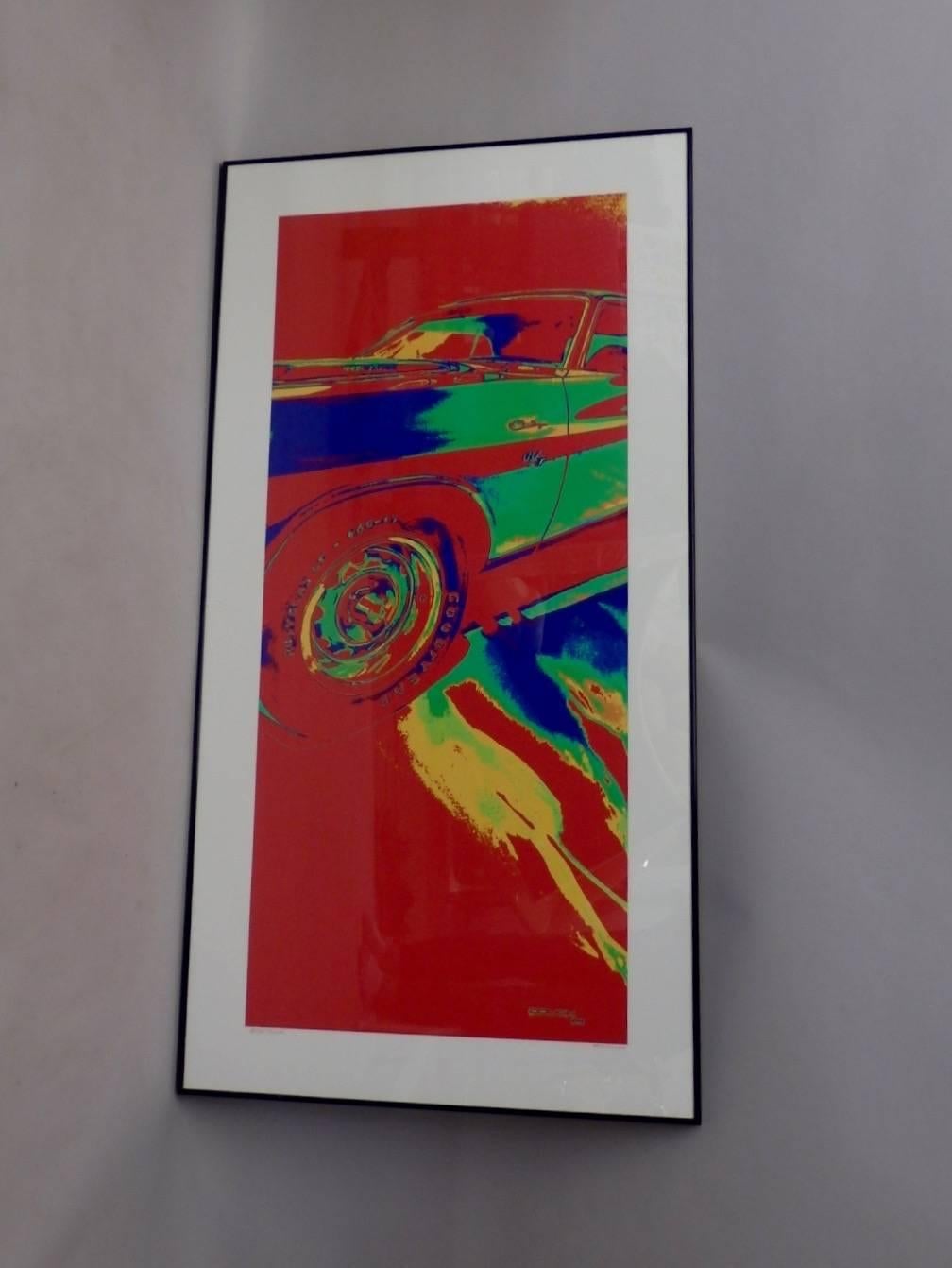 Impresión artística giclée, una de las únicas impresas como prueba de artista. La serie nunca se produjo. Imagen del Dodge Challenger de los años 70.