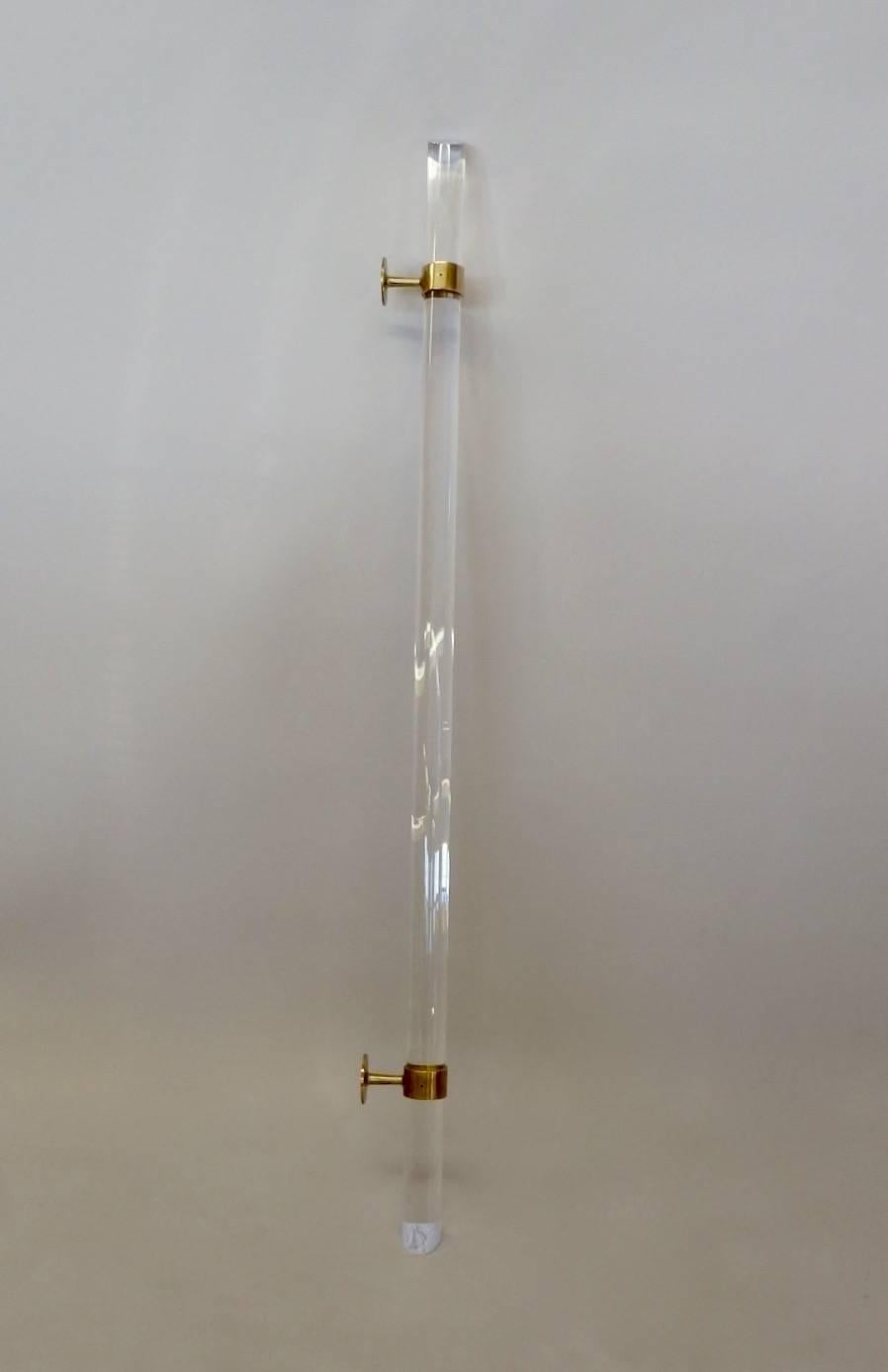 Pair of Brass-Mounted Lucite Rails In Excellent Condition In Ferndale, MI