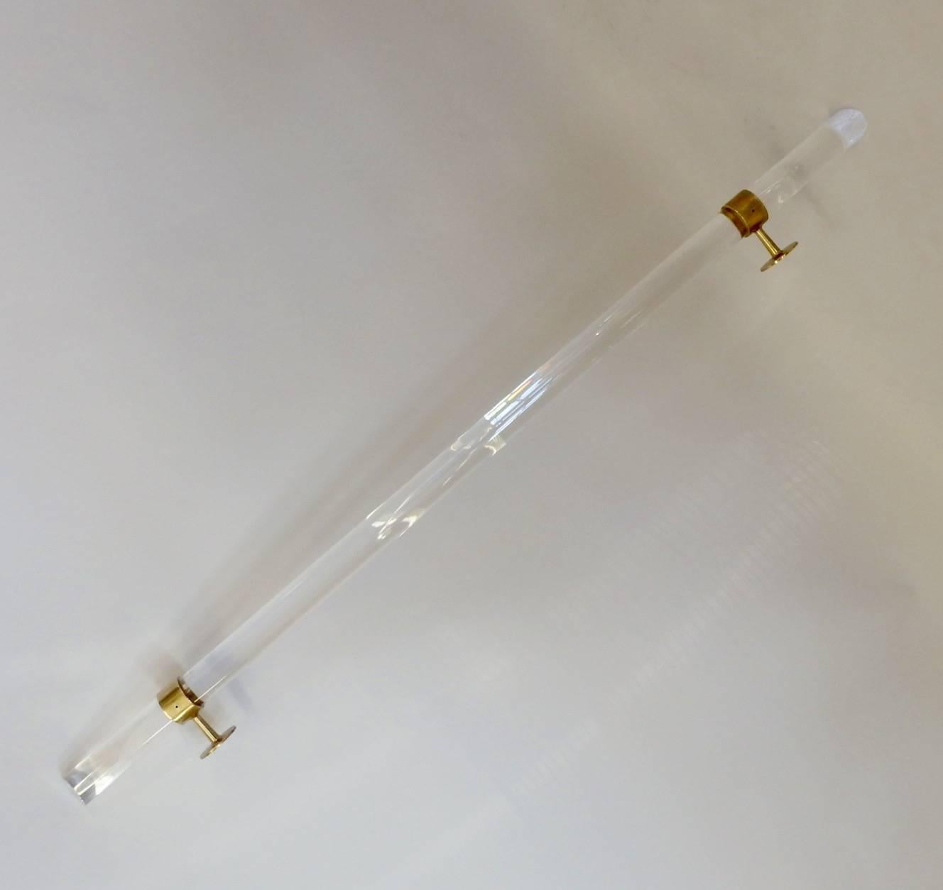 20th Century Pair of Brass-Mounted Lucite Rails