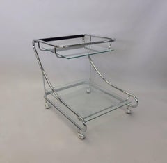 Art Deco Styled Chrome with Glass Drinks Cart