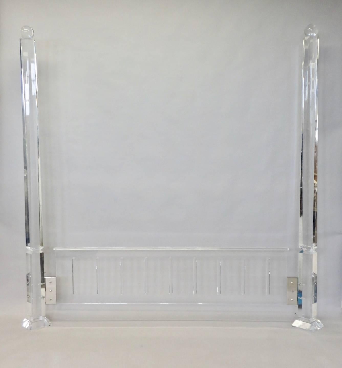 Postmodern Four Post Lucite Bed Frame by Haziza In Good Condition In Ferndale, MI