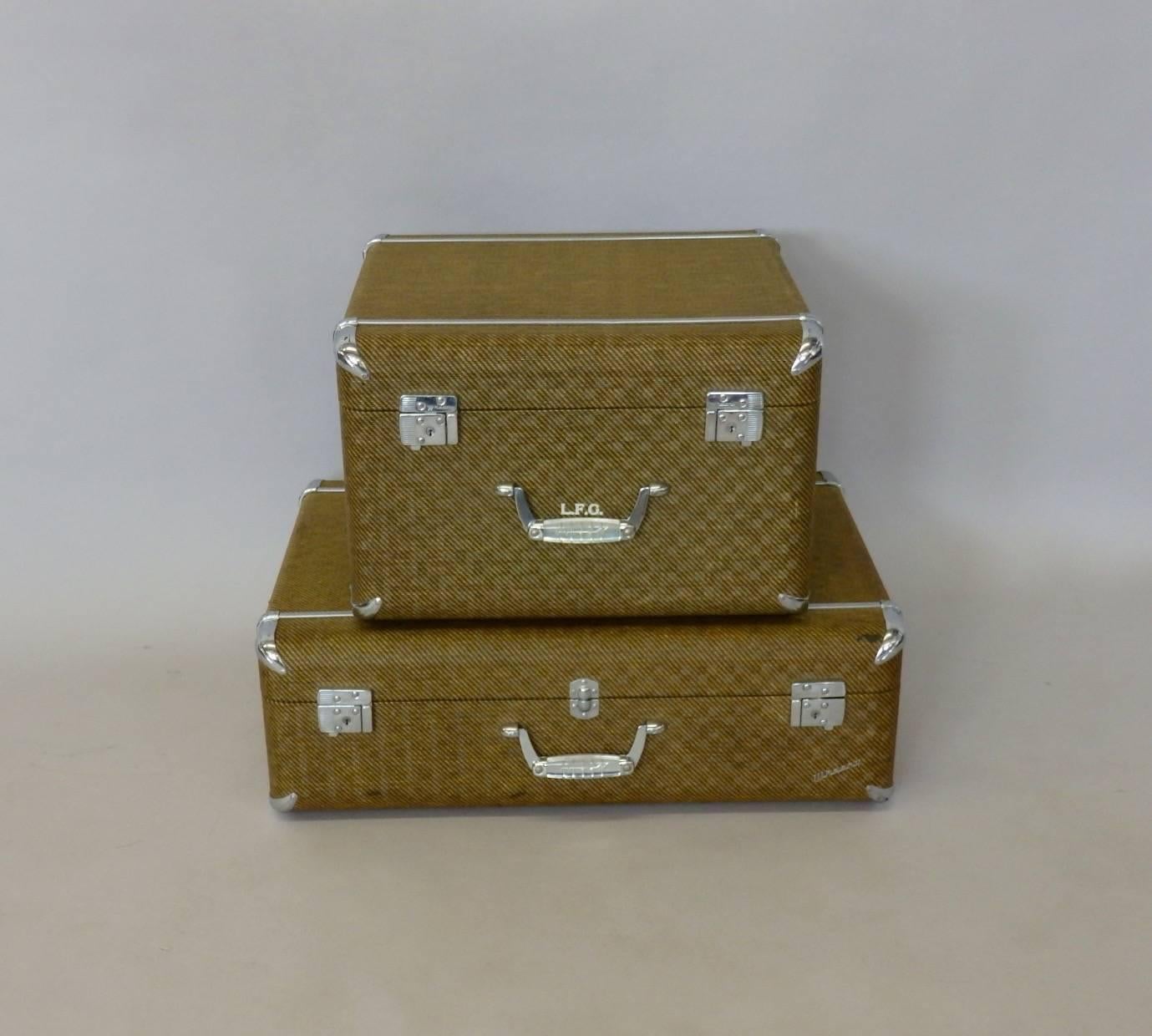 American Set of Art Deco Luggage Pair of Suitcases