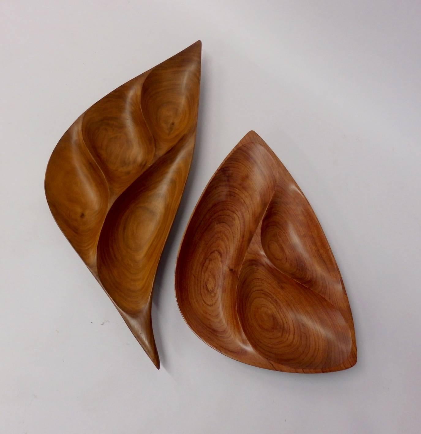 Bubinga Pair of carved Wood Bowls by Emil Milan For Sale