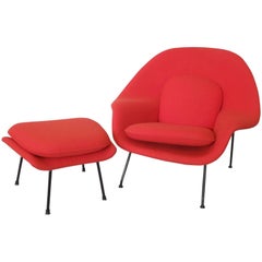 Early Production Eero Saarinen for Knoll Womb Chair with Ottoman