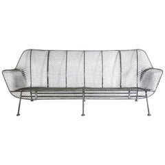 Completely Restored Woodard Full Size Wrought Iron Couch in Black Powder Coat