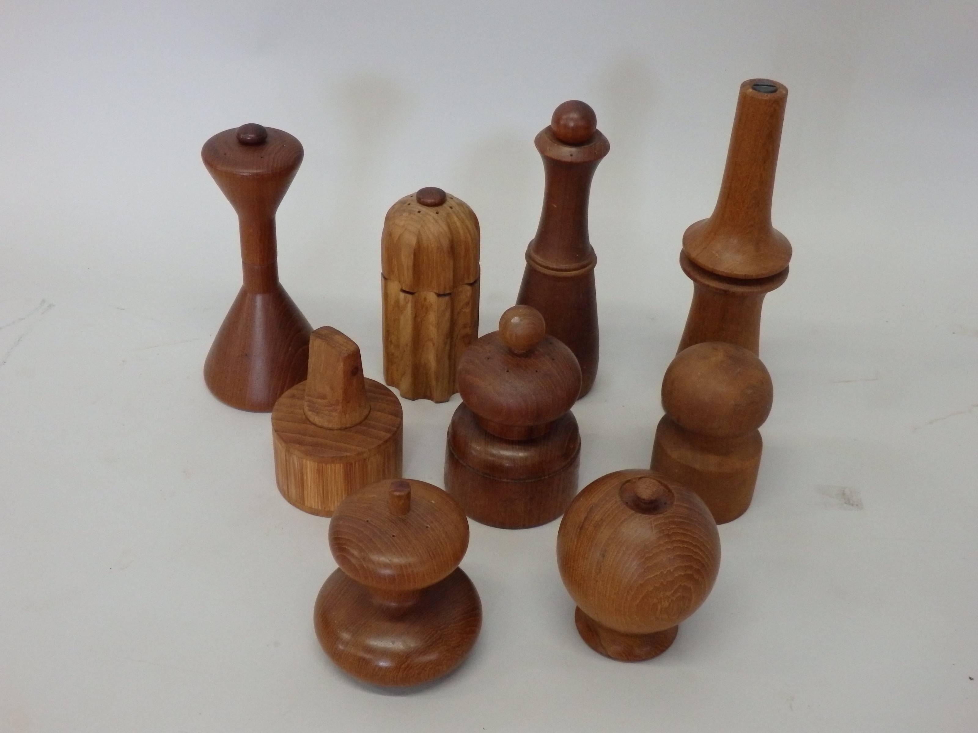 Large Collection of Teak Pepper Mills by Jens Quistgaard In Excellent Condition In Ferndale, MI