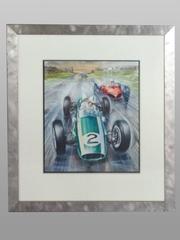 Set of Three 1960s Themed Race Car Paintings