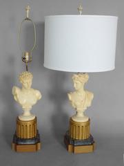 Pair of Greek God Bust Table Lamps
