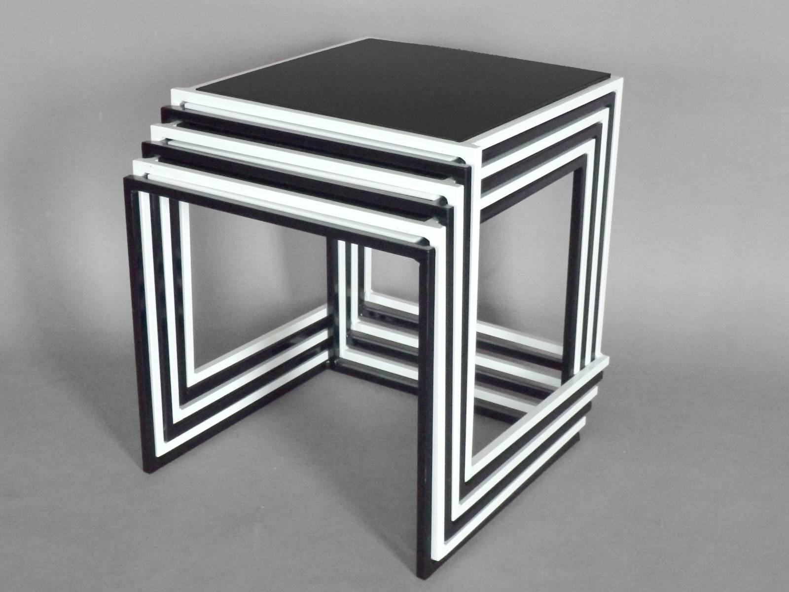 American Nest of Six Steel Cube in Door - Out Door Side Tables
