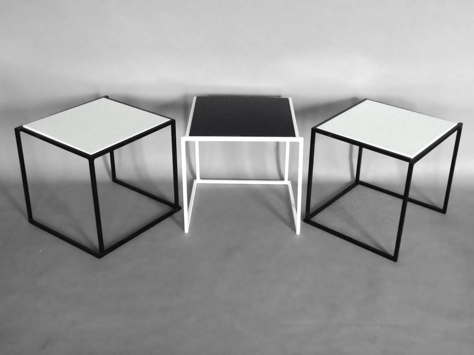 Polished Nest of Six Steel Cube in Door - Out Door Side Tables