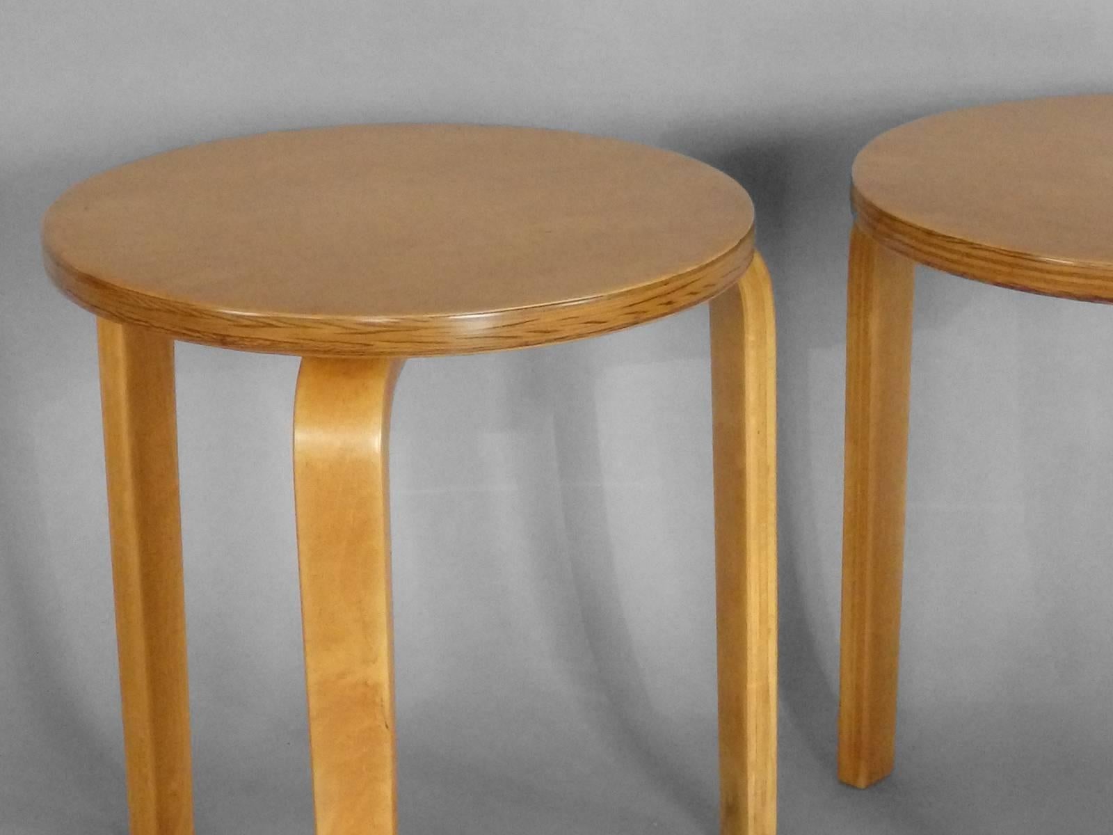 Lacquered Pair of Alvar Aalto Stack Stools Side Tables
