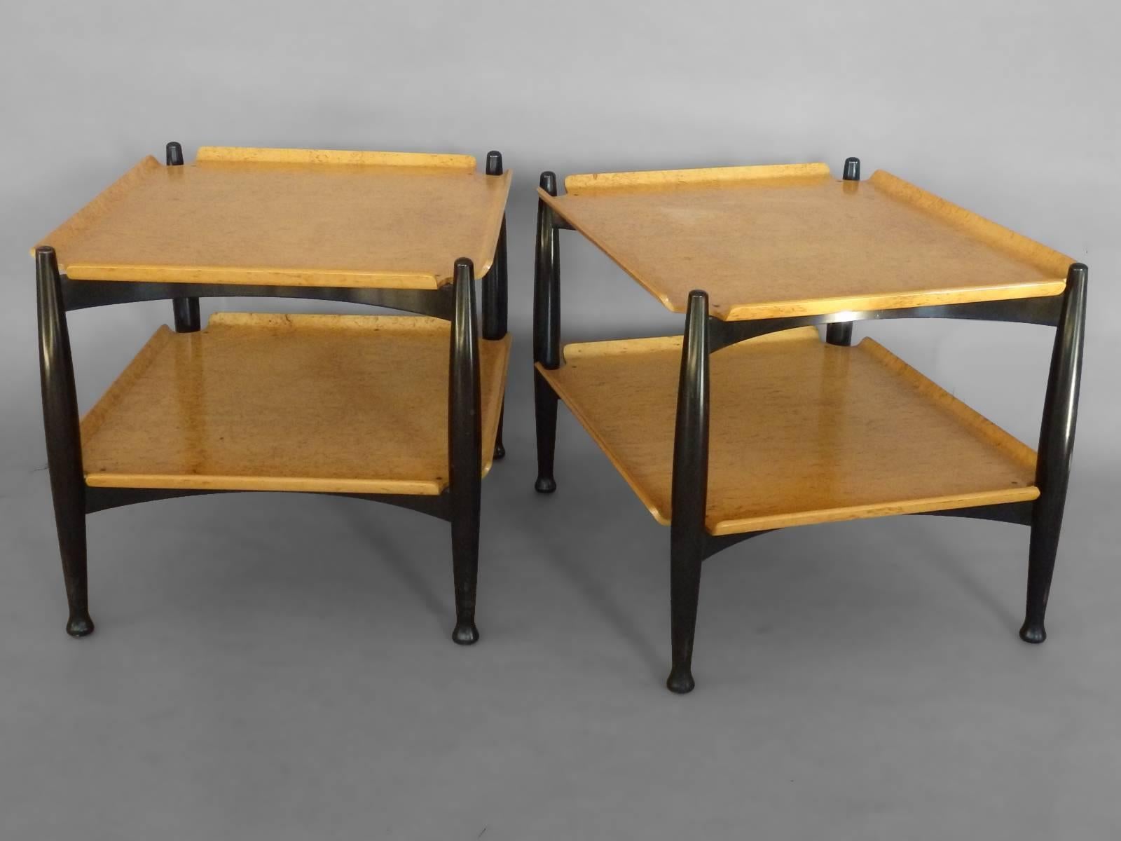 Mid-Century Modern Pair of Edward Wormley, Dunbar Blonde Burl Occasional Tables