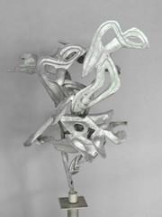 Cast and welded organic form abstract aluminum sculpture signed Joseph