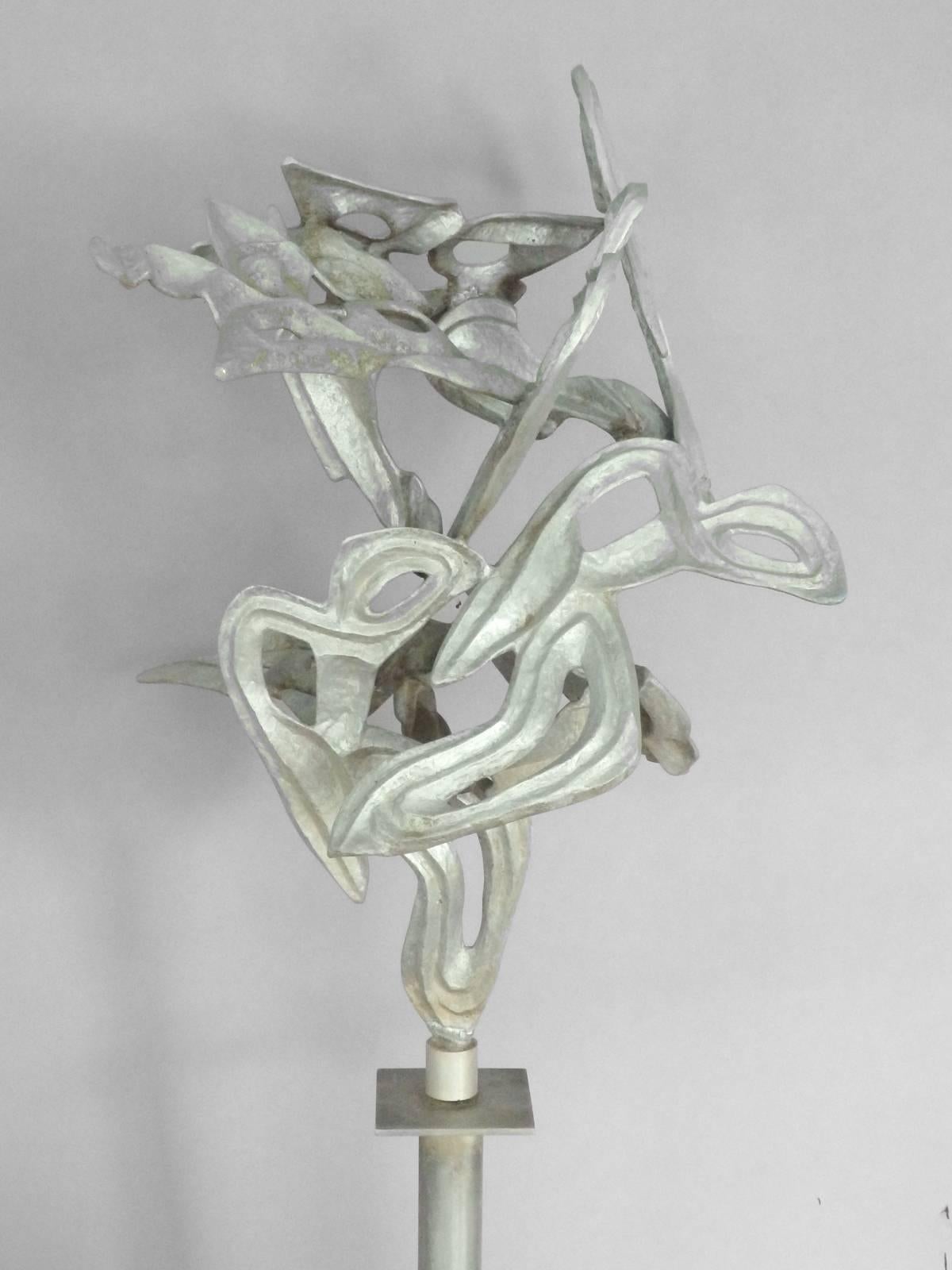 Mid-Century Modern Cast and welded organic form abstract aluminum sculpture signed Joseph  For Sale