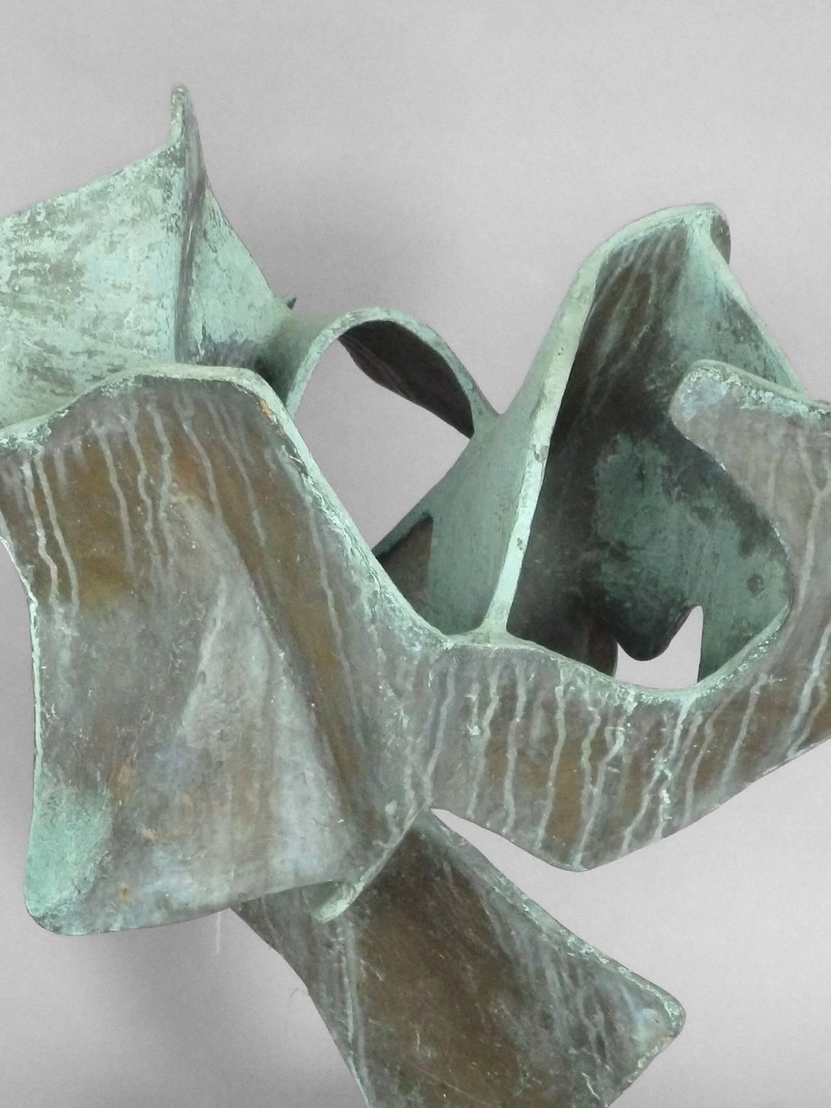 This beautifully cast and nicely patina'd bronze organic form sculpture is large and heavy . Artist William Josef, student of Josef Albers and Buckminster Fuller at Black Mountain College N.C.
Measure: Base 15 wide x 15 deep x 4 tall.