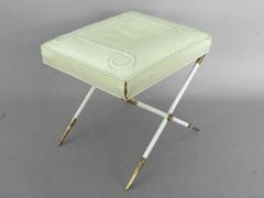 Tommi Parzinger Brass Fitted Leather Stool