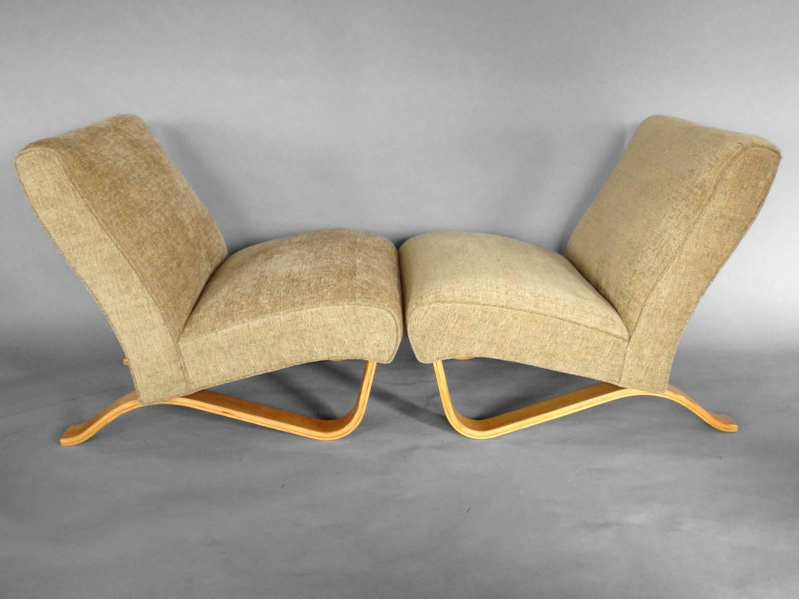 Finnish Set of Four Alvar Aalto Attributed Armless Lounge Chairs