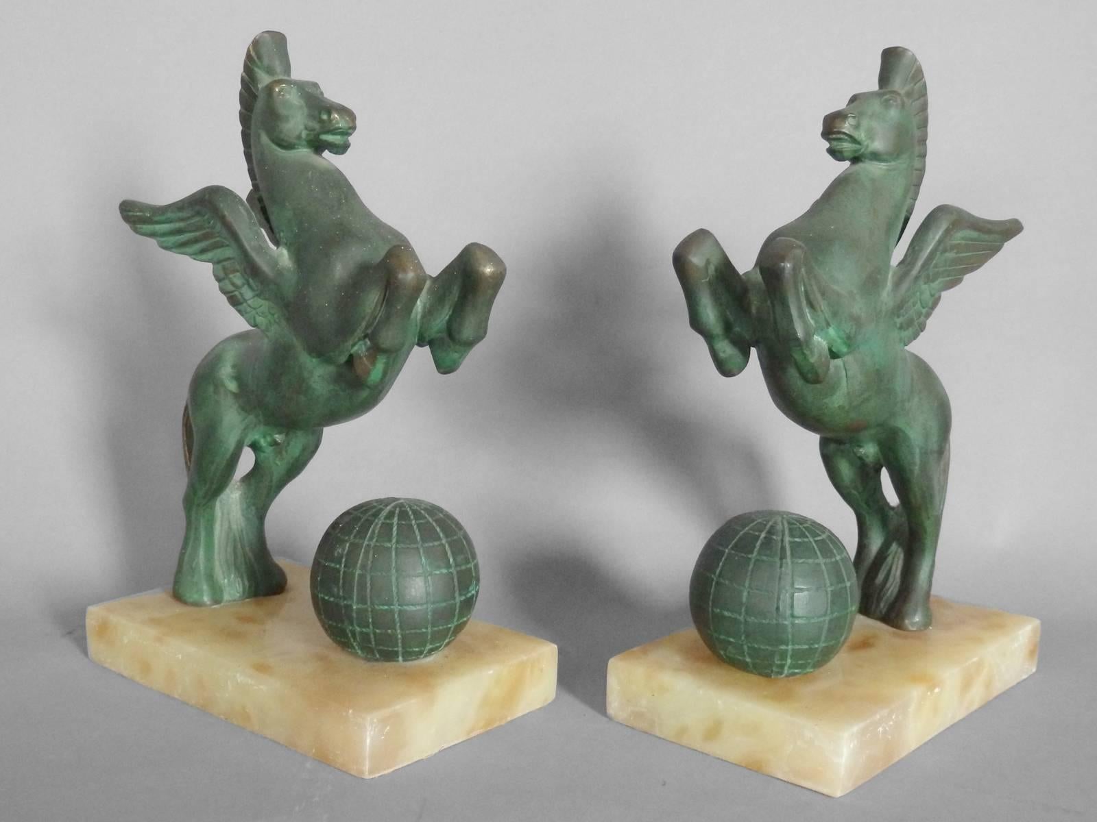 Cast Pair of Gio Ponti Attributed Winged Pegasus Bookends