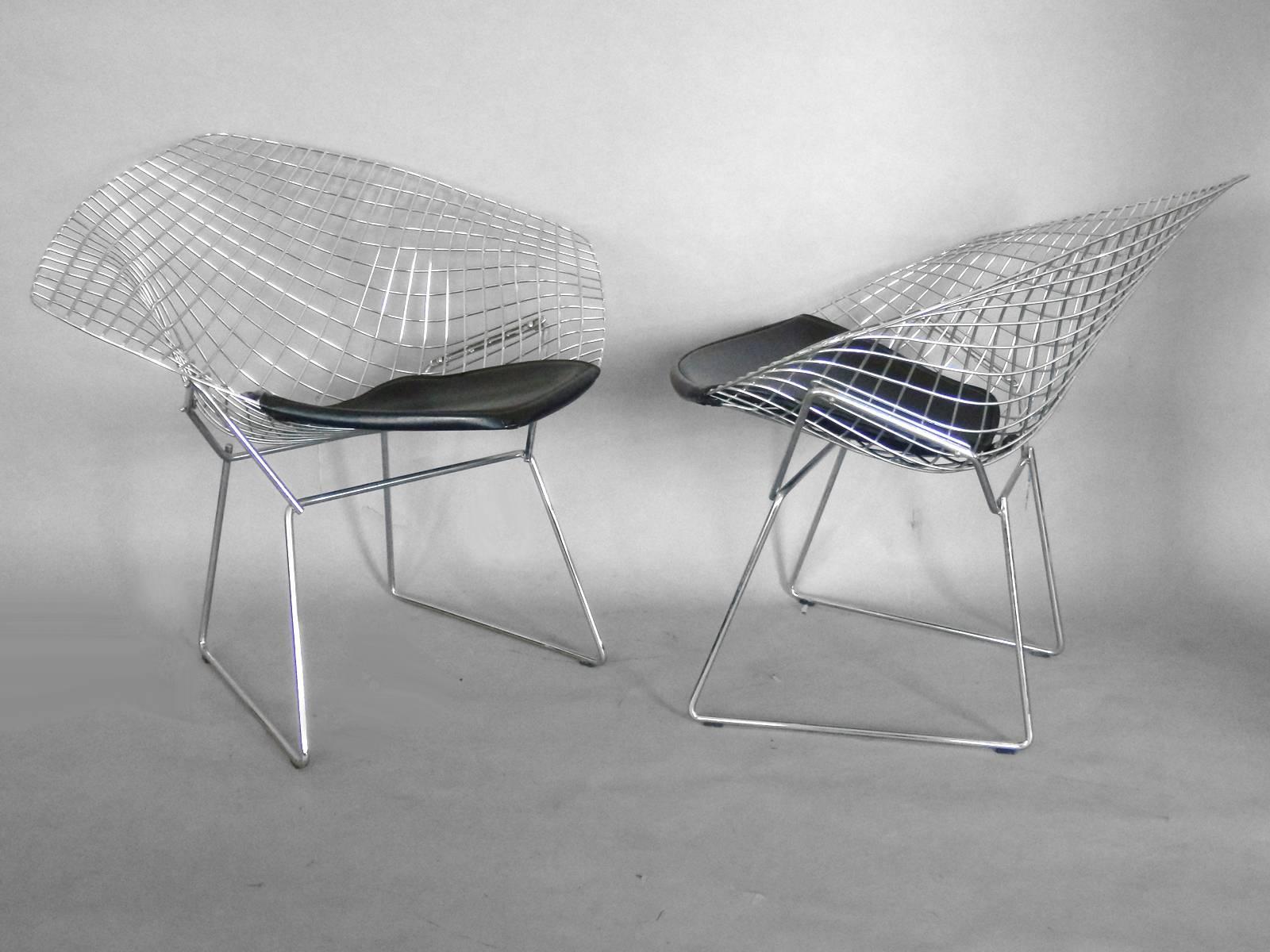 Pair of Harry Bertoia for Knoll chrome diamond chairs.