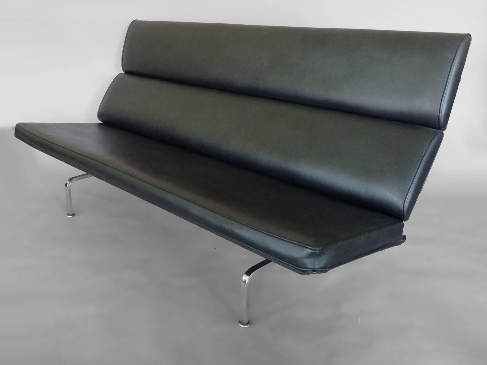 Mid-Century Modern Eames for Herman Miller Black Compact Sofa