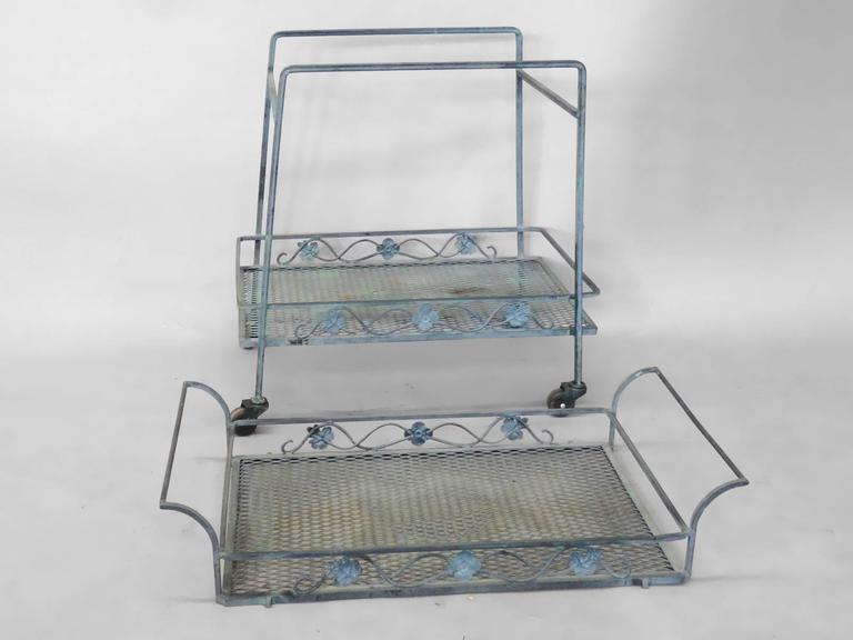 Russell Woodard Wrought Iron rolling Drinks Cart with Removable Tray at