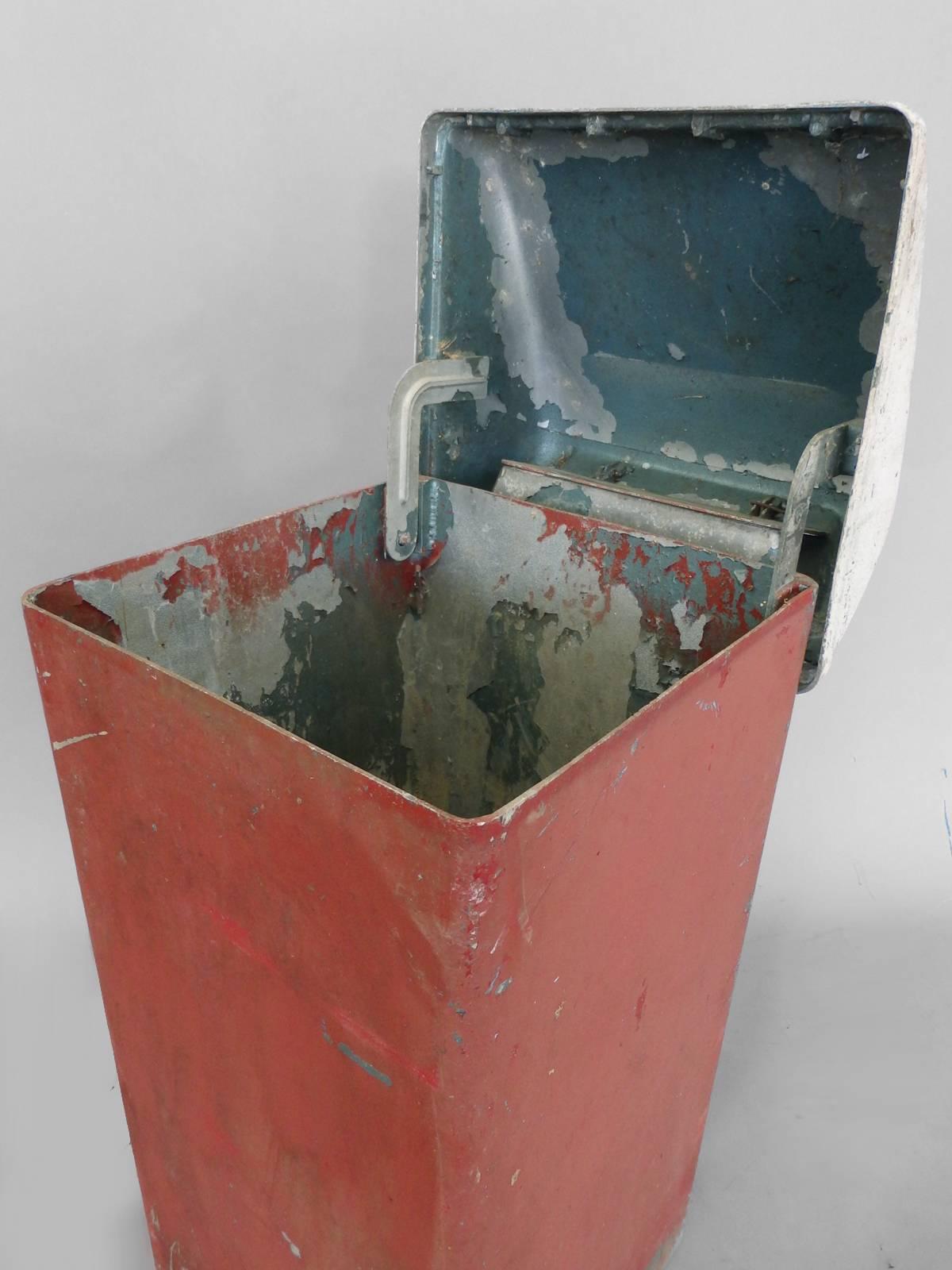 Large moderne Industrial cast aluminum waste basket or trash can.