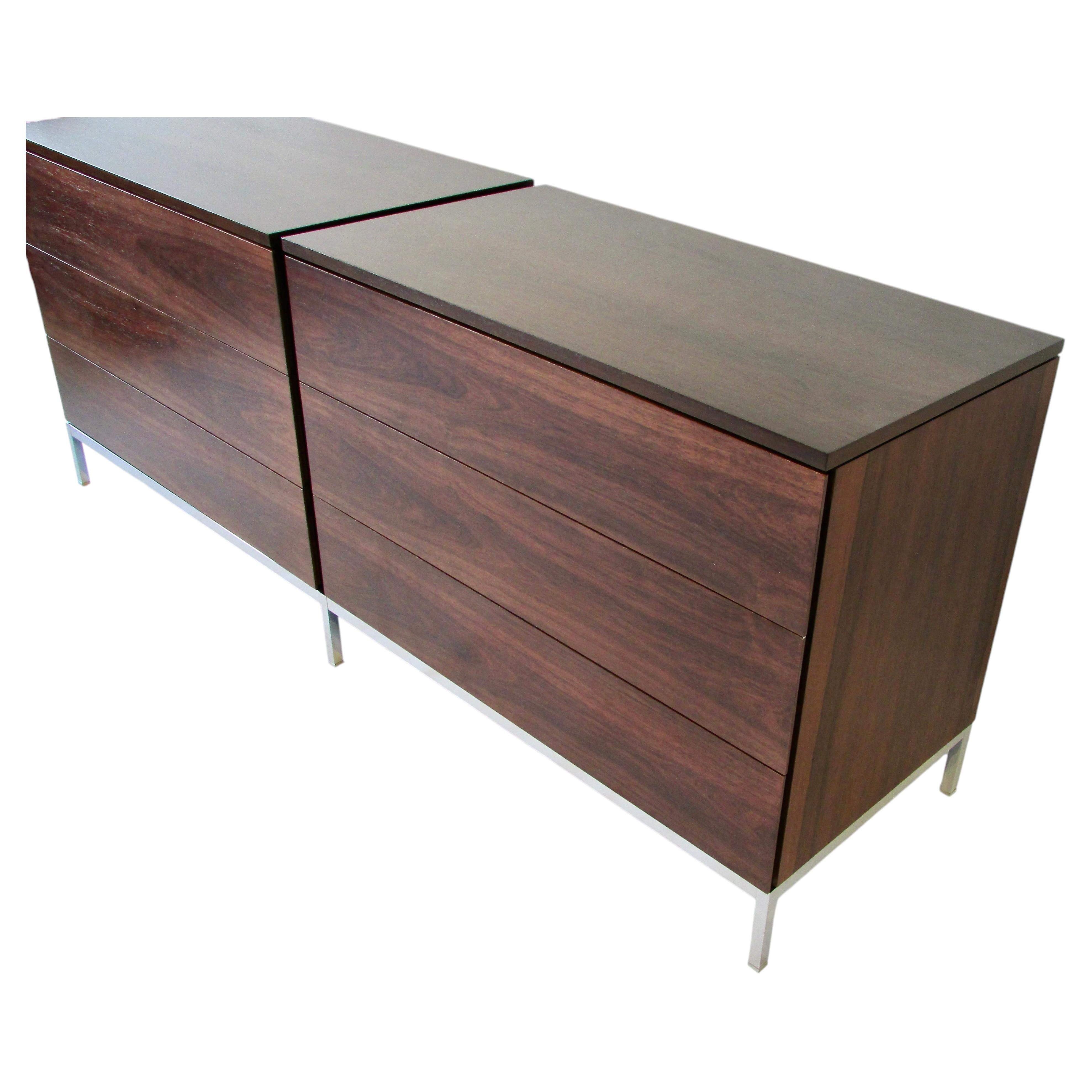 Commode double à six tiroirs « Rosewood » de Florence Knoll pour Knoll, sur pied chromé