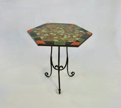 Stunning original California wrought iron with hexagonal tile top table