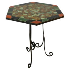 Stunning original California wrought iron with hexagonal tile top table