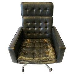 Vincent Cafiero for Knoll swivel tilt worn leather executive office - desk chair