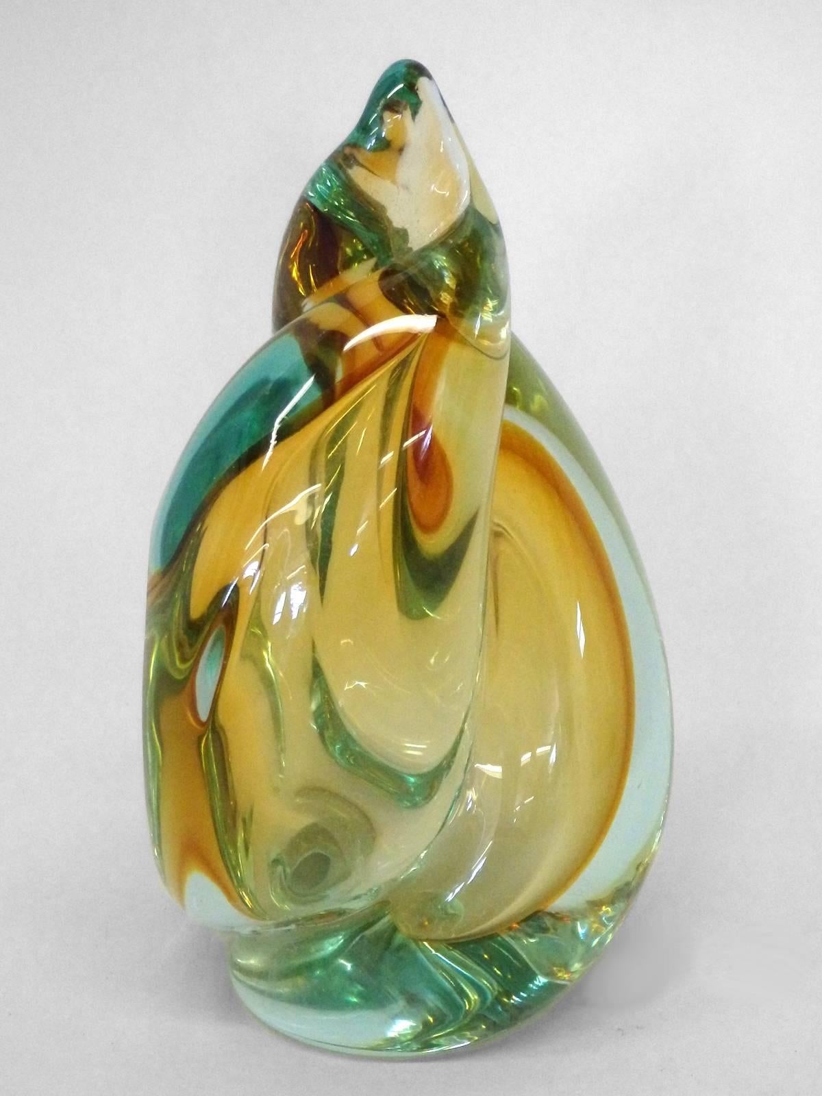 Mid-Century Modern Pair of Murano Italian Glass Bookends