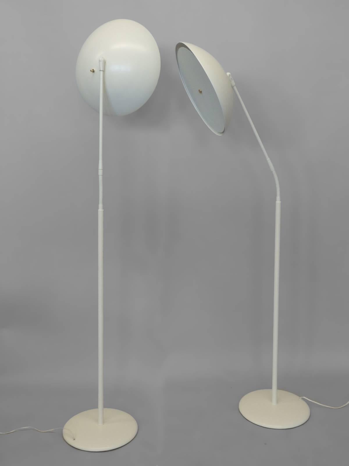Mid-Century Modern Pair of Gerald Thurston for Lightolier adjustable flexible Floor Lamps
