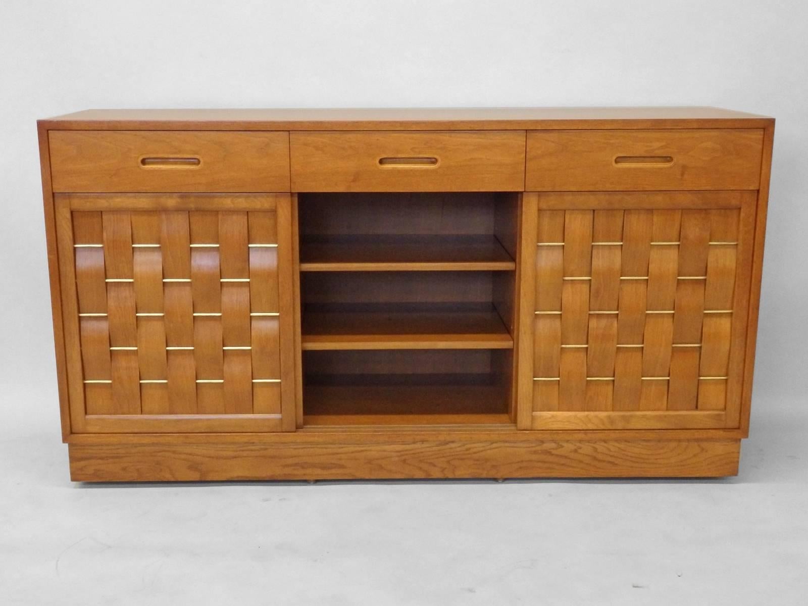 Lacquered Edward Wormley for Dunbar Woven Front Credenza