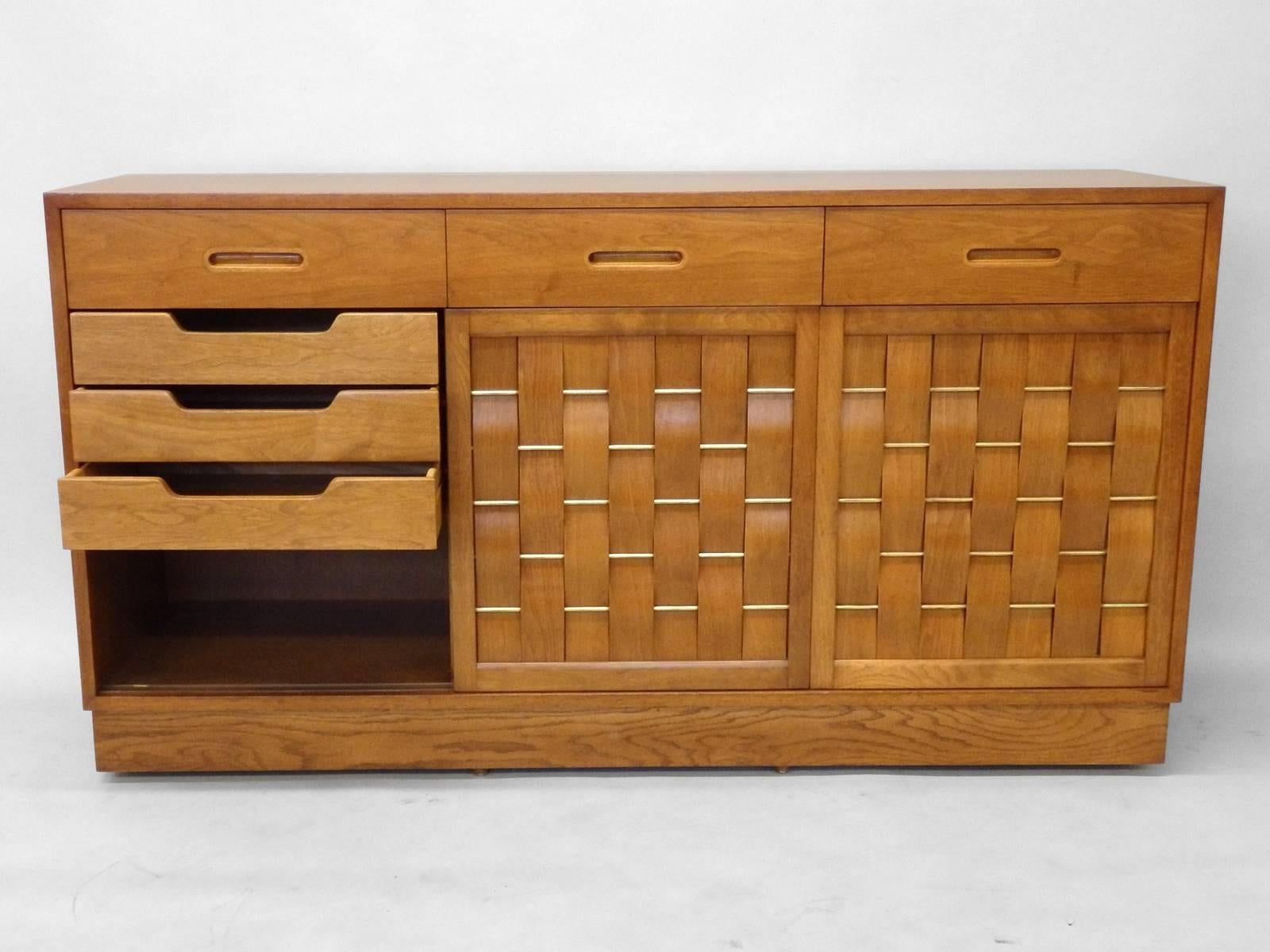 Edward Wormley for Dunbar Woven Front Credenza In Good Condition In Ferndale, MI