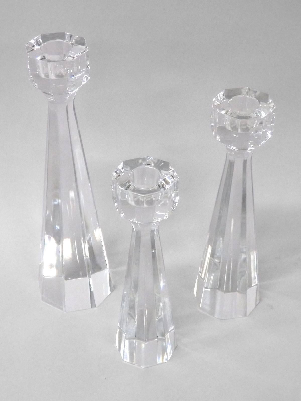 Drei Eden Falk Kosta Boda-Kristall-Kerzenständer (Moderne der Mitte des Jahrhunderts) im Angebot