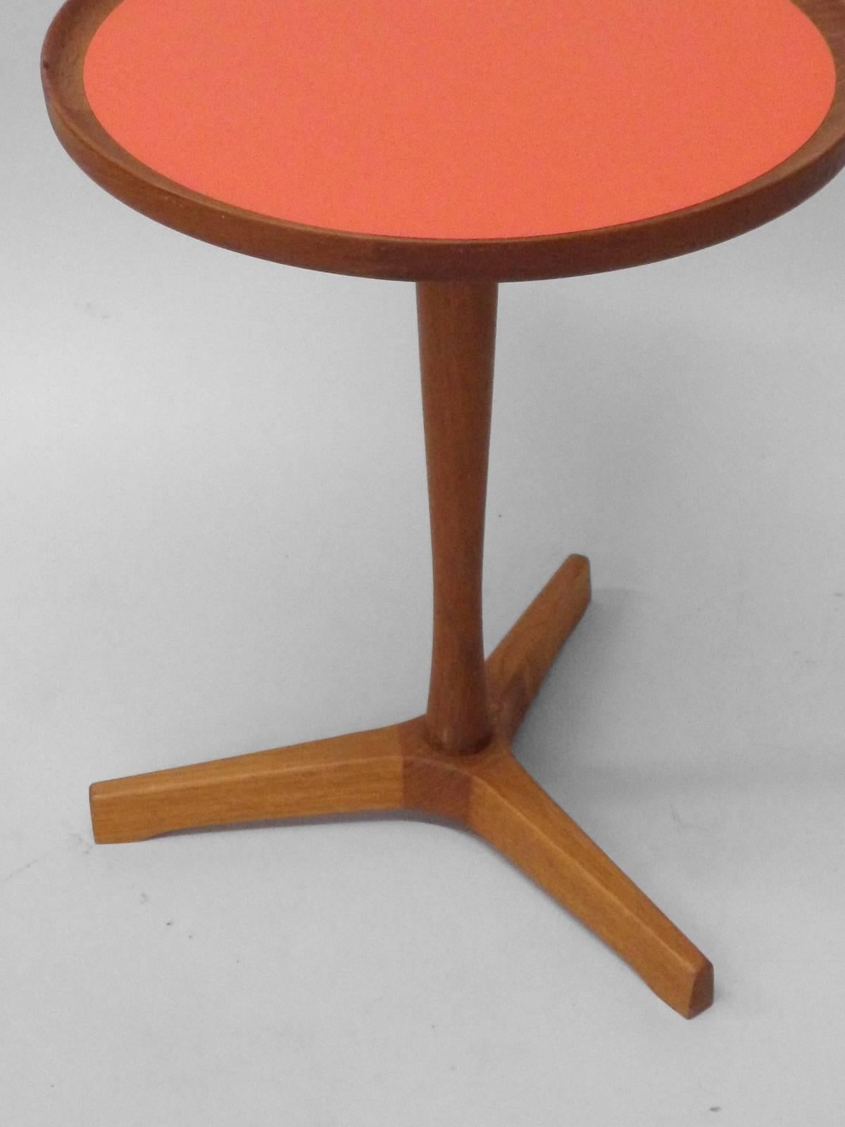 Mid-Century Modern Hans Anderson Orange Inlay Teak Occasional Table