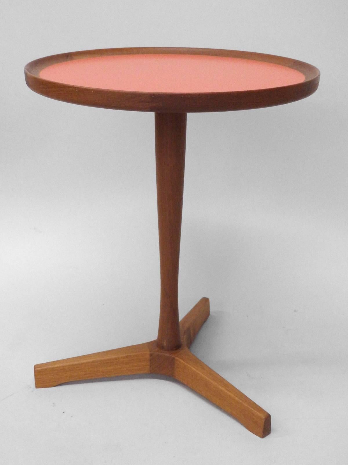 Danish Hans Anderson Orange Inlay Teak Occasional Table