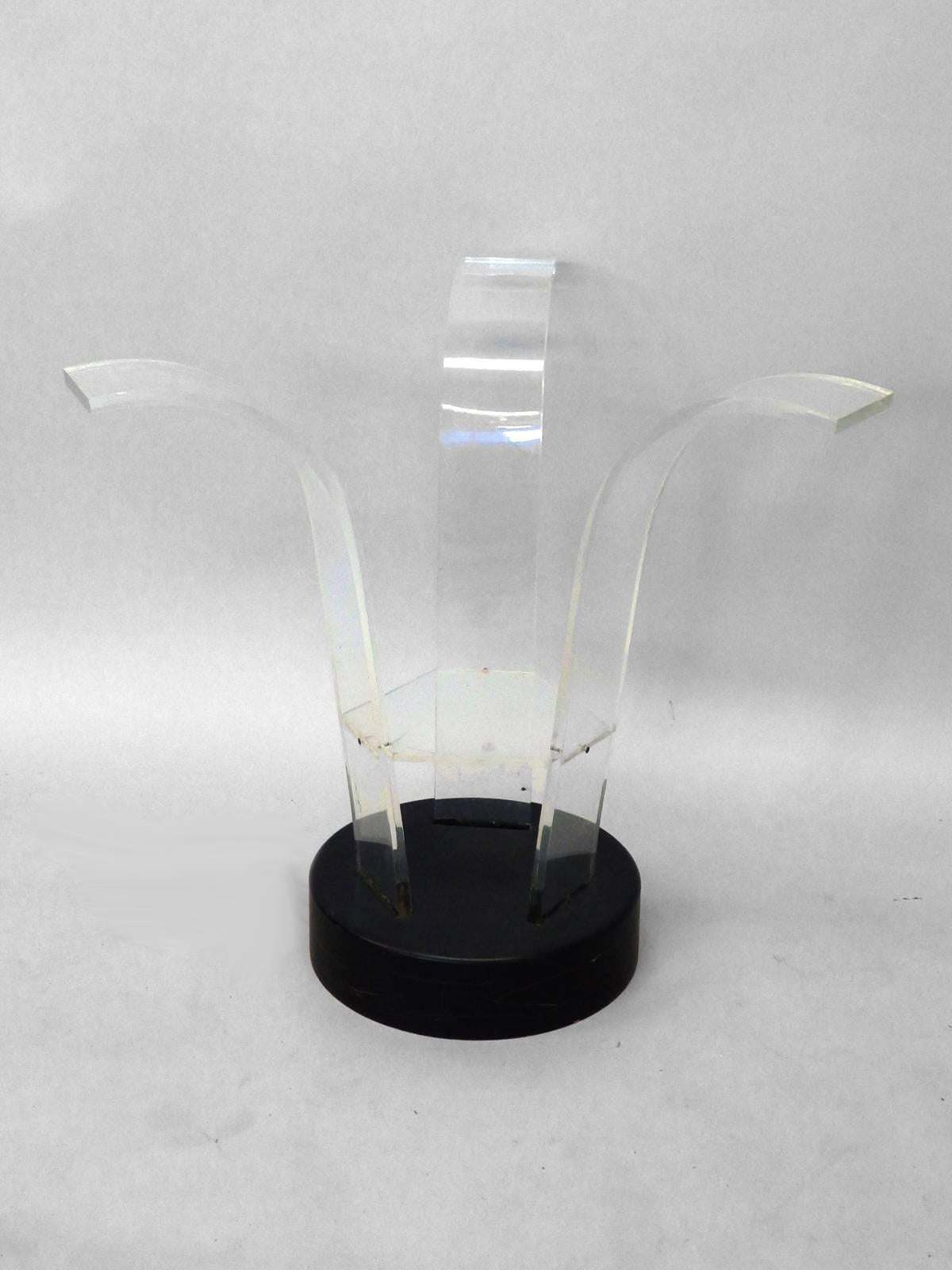 American Modernage Lucite with Glass Top Art Deco Side Table