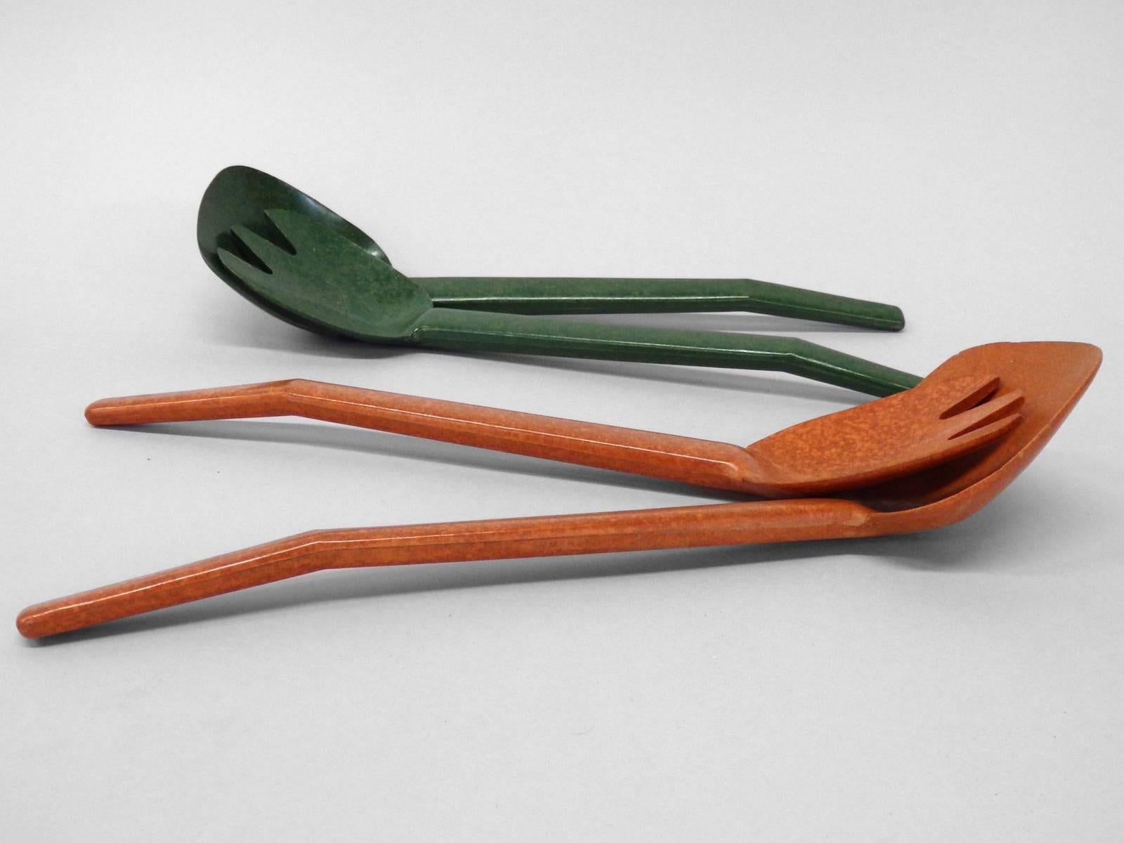 Pair of Mid-Century flintwood molded plastic salad servers by Carl Reininger Ability Products, California 1953 $275.00 each pair.