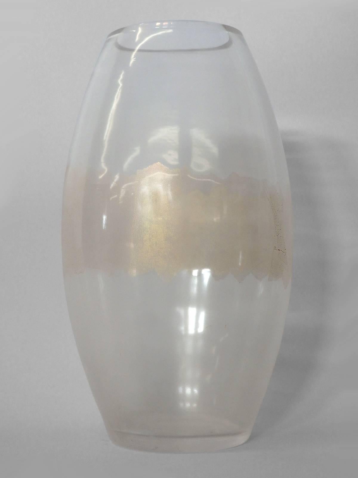 Mid-Century Modern Opalescent with Gold Fleck Seguso A.V. Italian Glass Vase For Sale