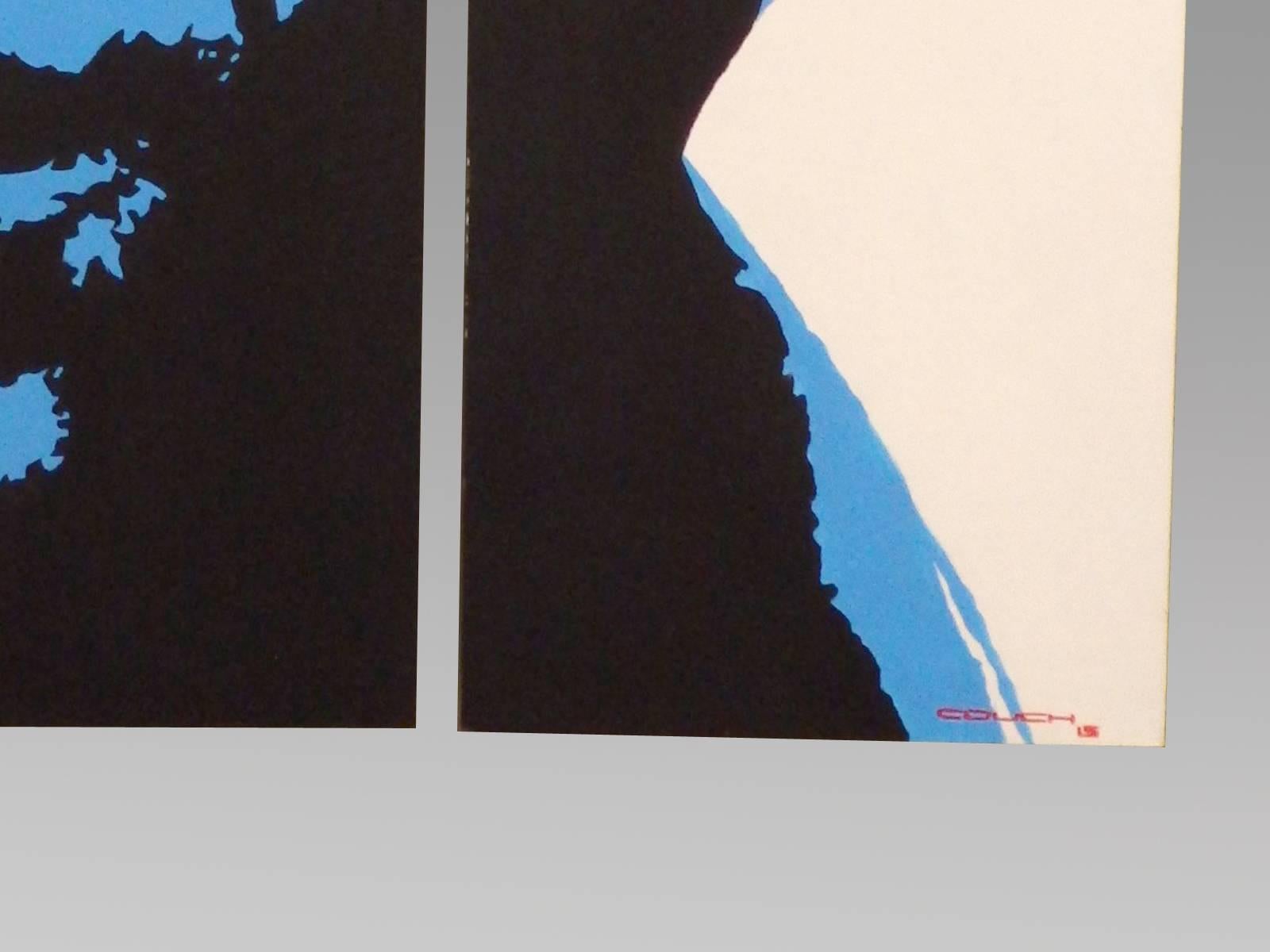 Grand portrait de Steve Mcqueen en six panneaux réalisé par l'artiste de Détroit Billy Couch. Acrylique sur toile . Six panneaux distincts accrochés individuellement . Chacune mesure 24 x 32 pour un total de 72 carrés.