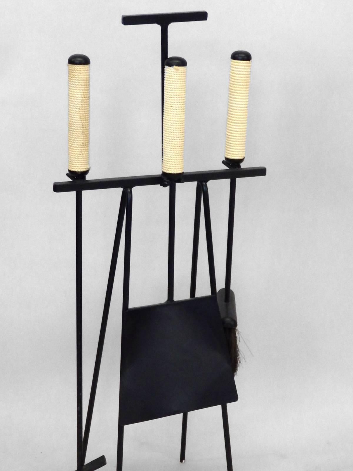 Mid-Century Modern Tony Paul Wrought Iron Fire Place Tools