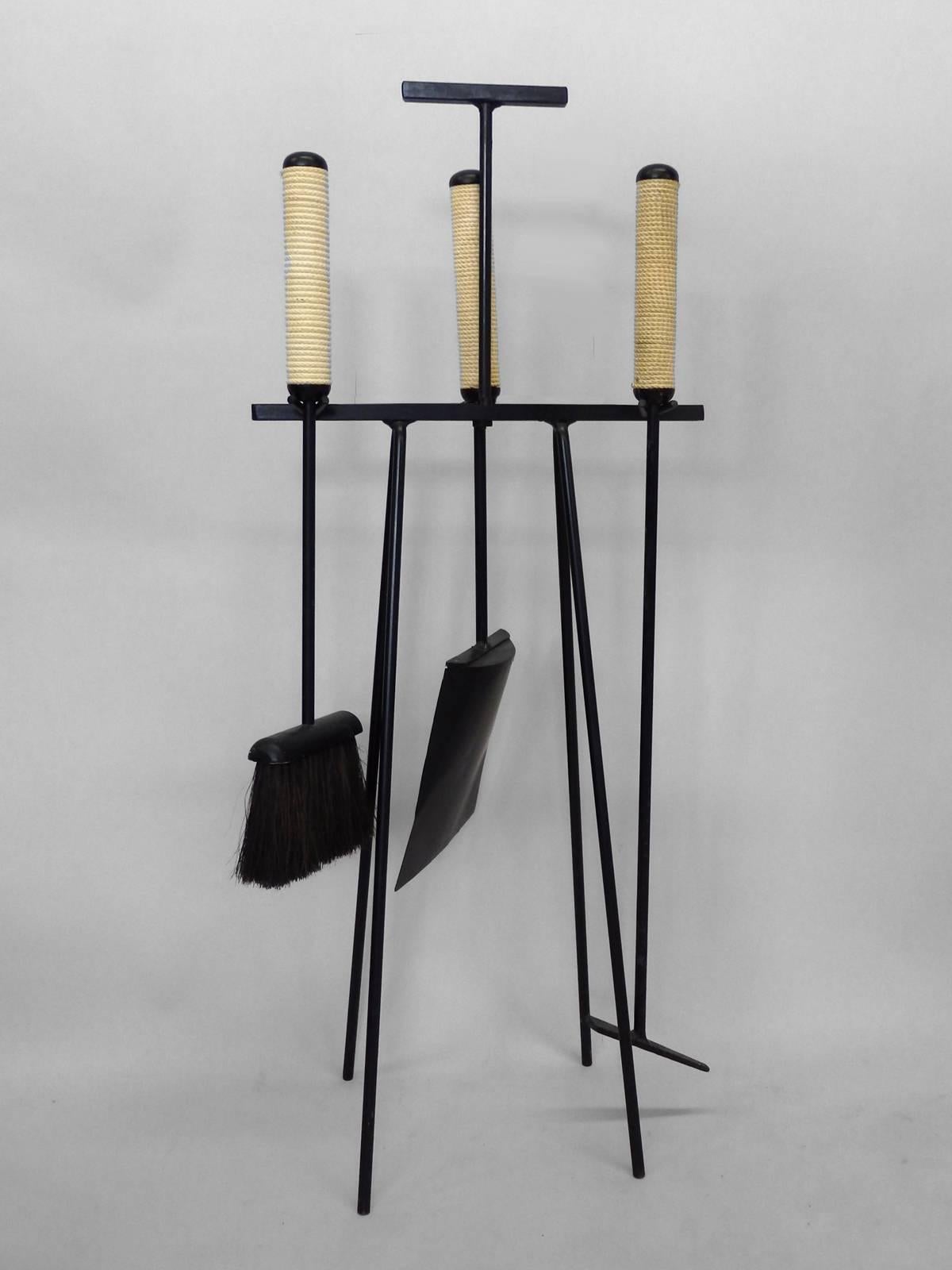 American Tony Paul Wrought Iron Fire Place Tools