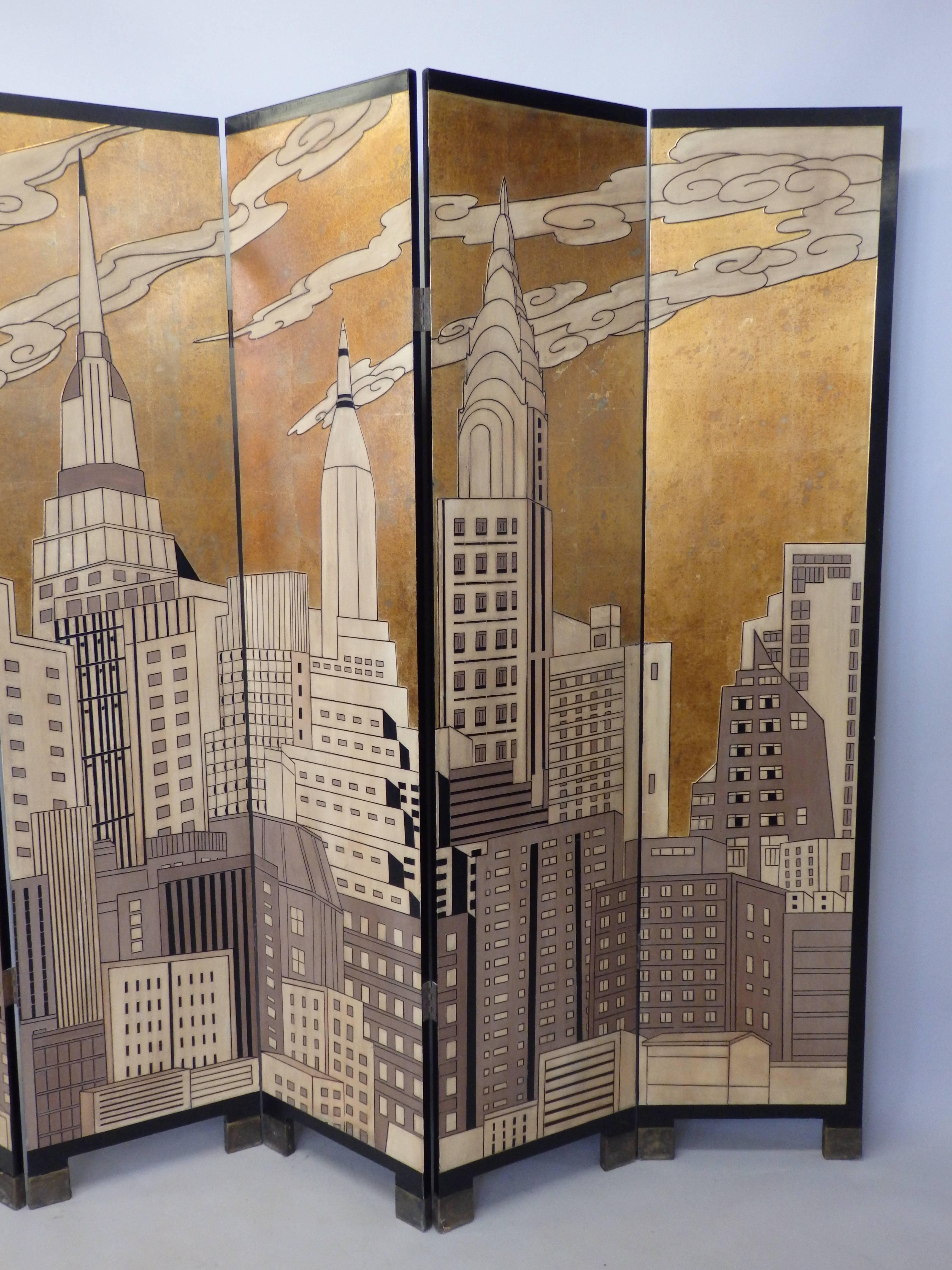 Six-Panel New York Skyline Folding Screen 4