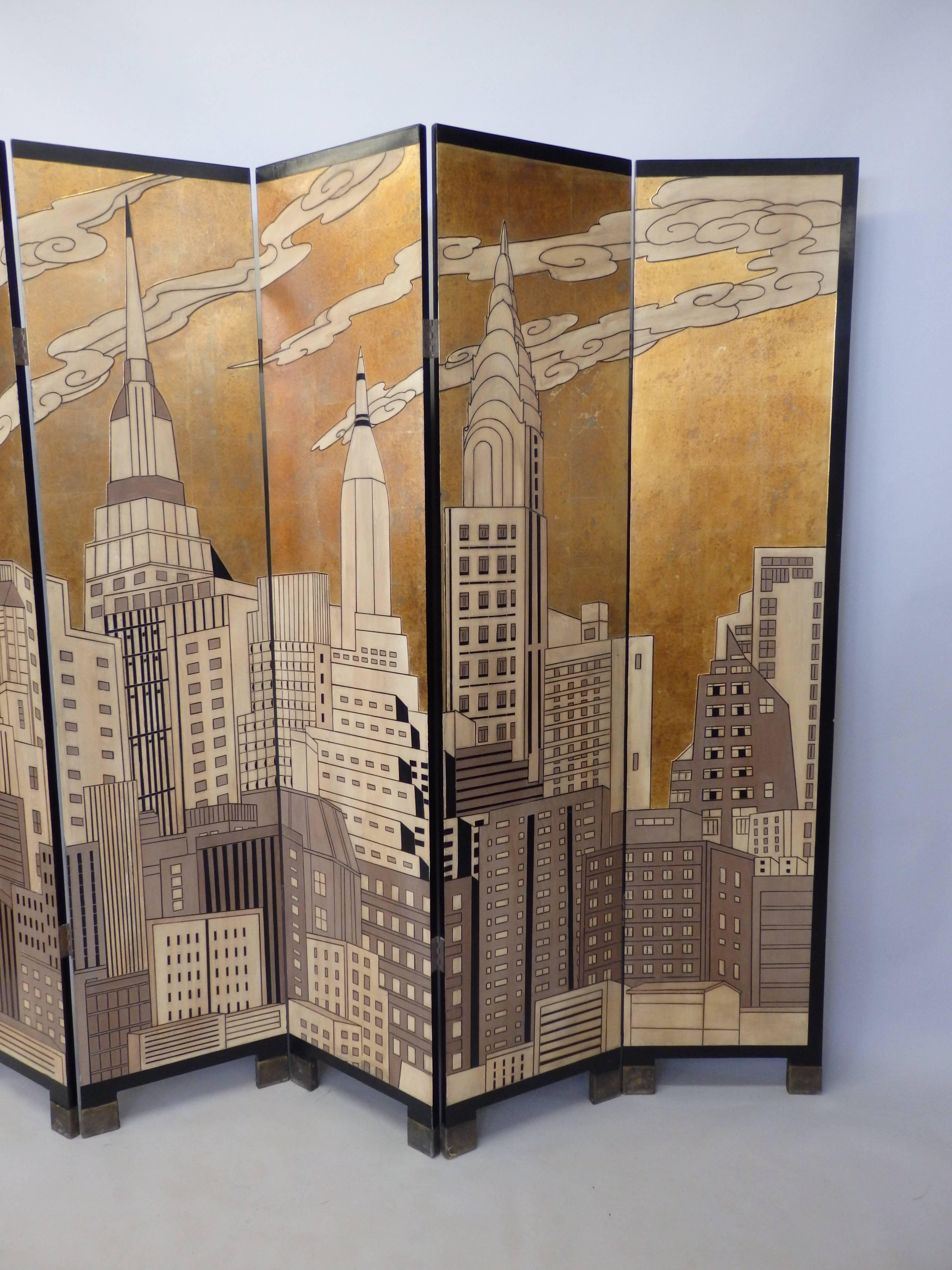 Six-Panel New York Skyline Folding Screen 3