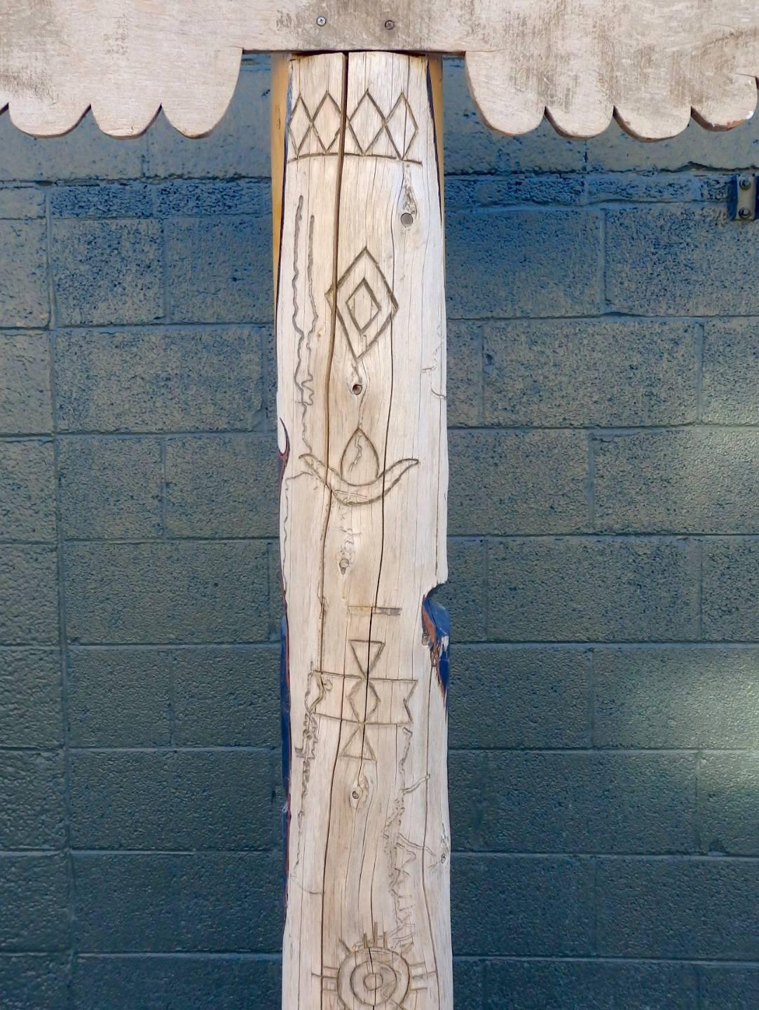 Hand-Carved Native American Midwestern TOTEM Pole