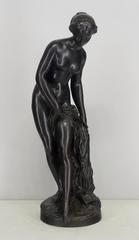 Bronze Bather on Marble Pedestal