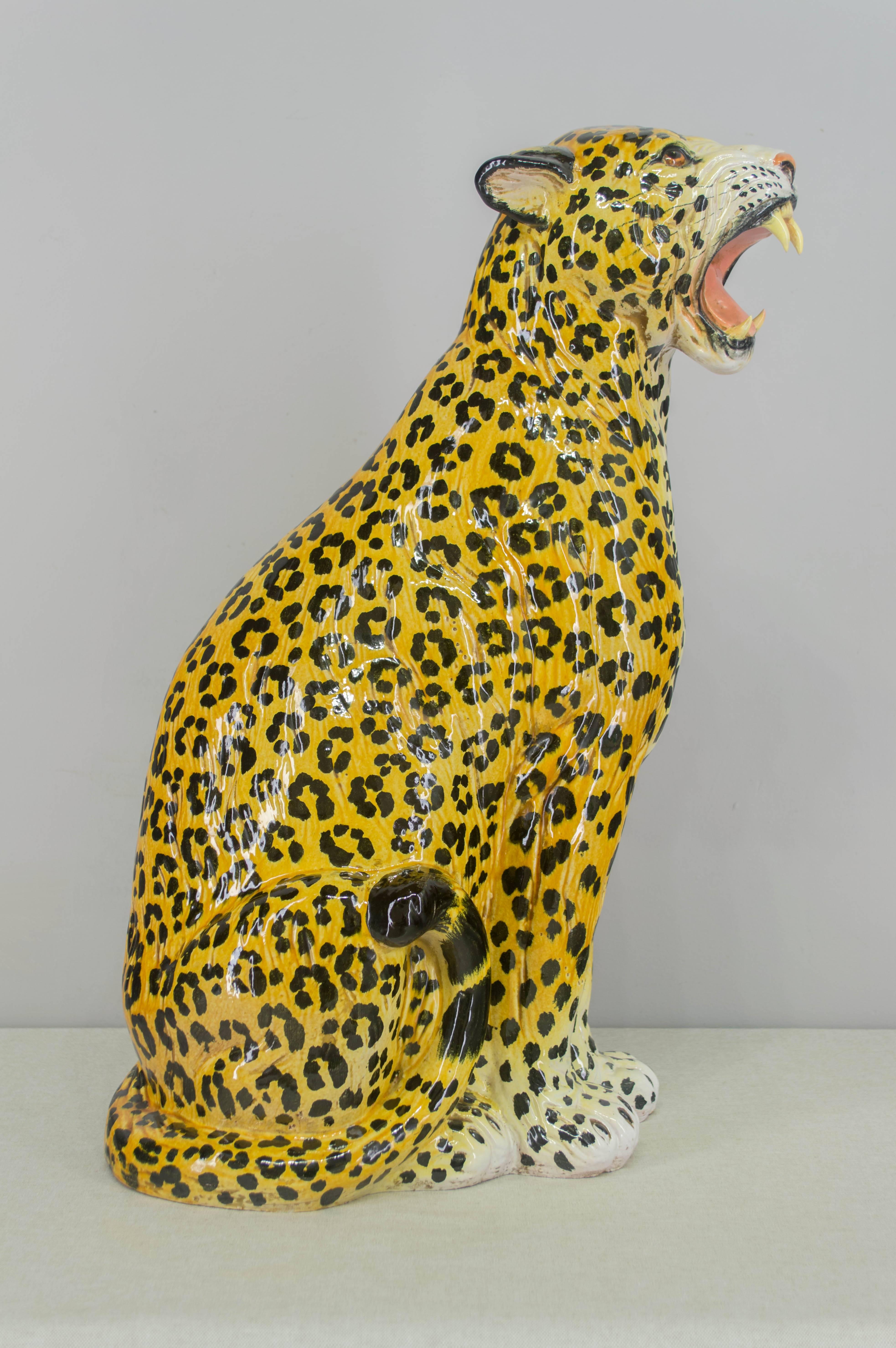 large italian ceramic leopard