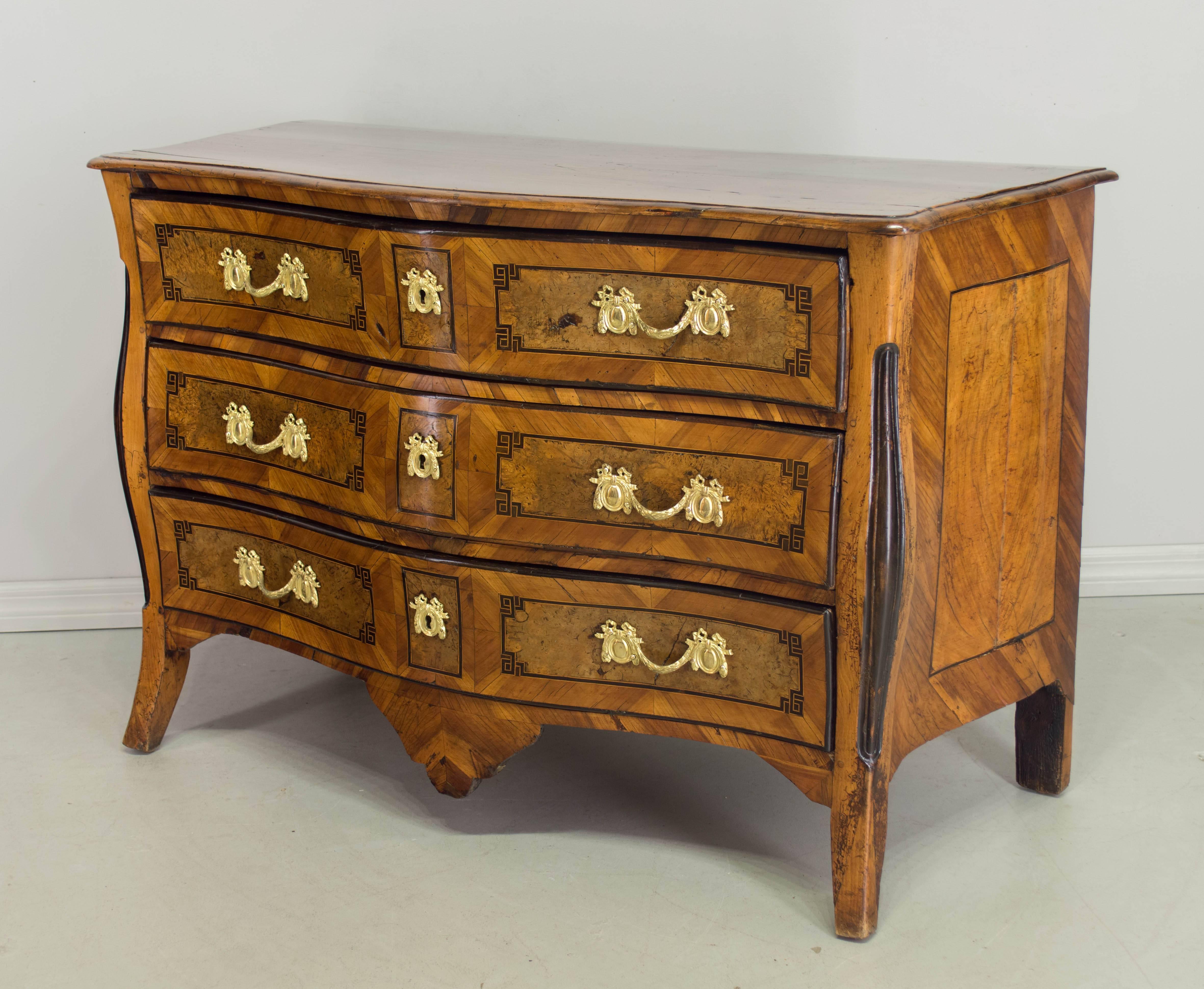 French 18th Century Louis XV Serpentine Commode or Chest of Drawers