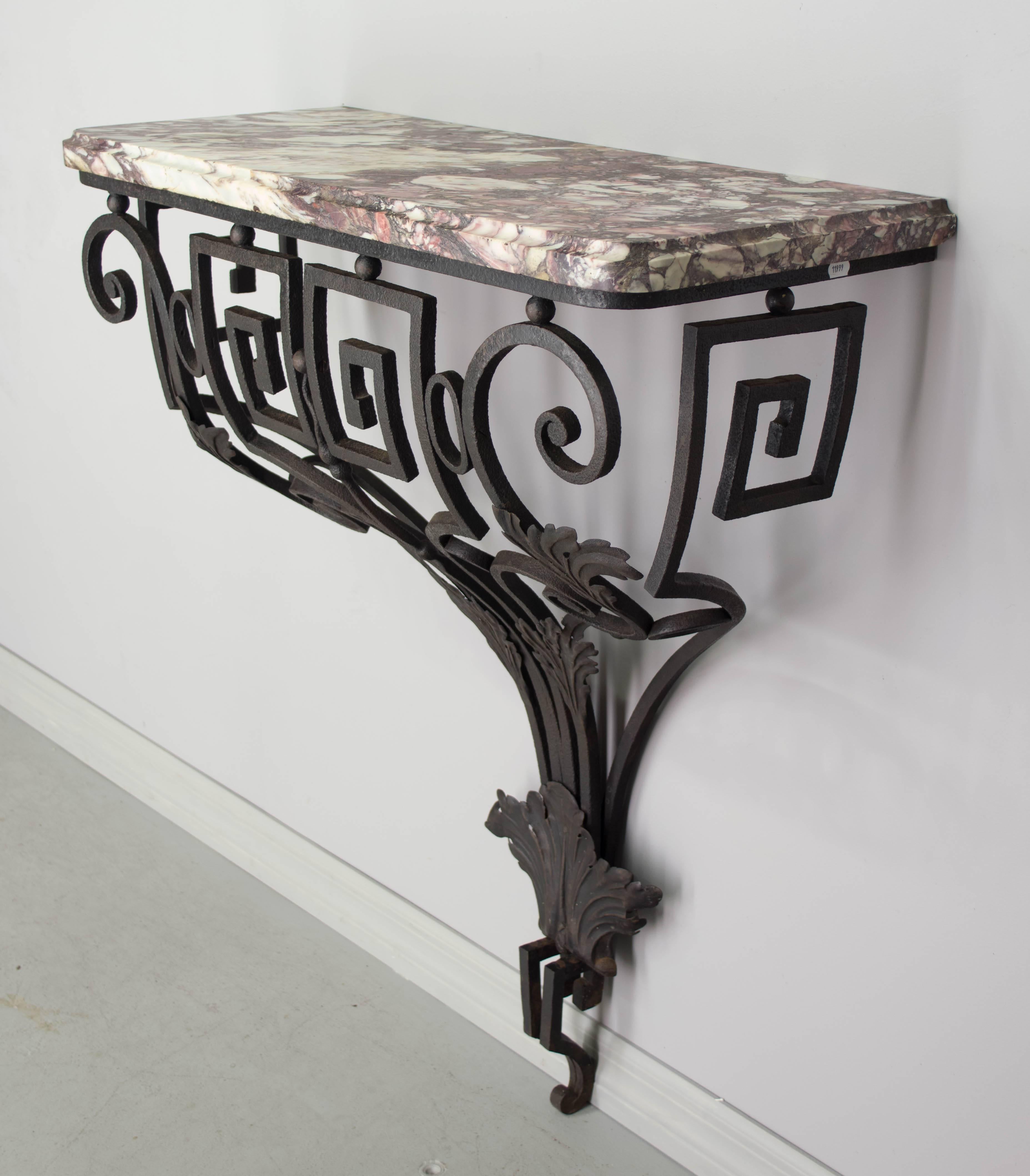 French Louis XVI French Iron Console with marble top 2